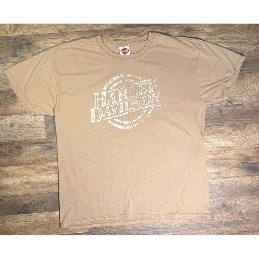 Vtg 2000s Harley Davidson Eagle T-shirt XL Double Sided Michigan Tan Brown 08 .